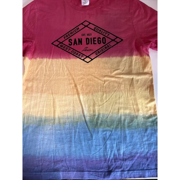 Ocean Beach San Diego Med T Shirt Rainbow Tie Dye Snowcone West Coast Clean! EUC - Picture 4 of 7